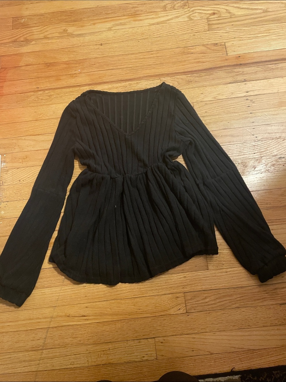 Black V-Neck Long Sleeve Women’s Top